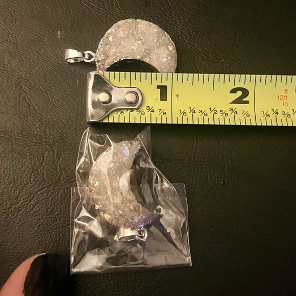 Moon quartz necklace Iridescent druzy quartz adjustable cord boho stones - Picture 10 of 11